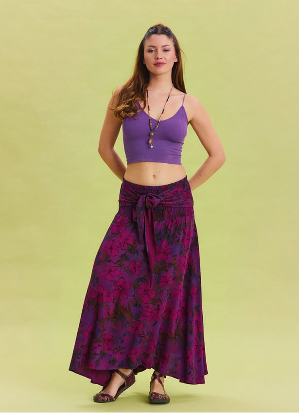 Gipe Waist Tied Wine Bohemian Skirt 4499